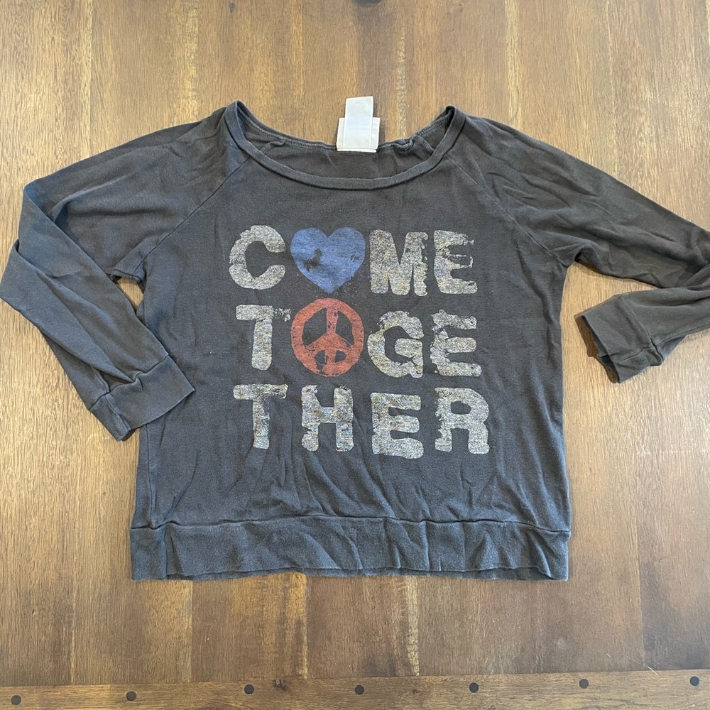 Junk food come together girls long sleeve shirt peace sign 6/7